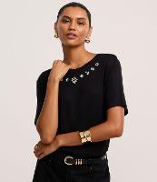 Camiseta T-shirt em Viscose com Aplicação de Strass - 2