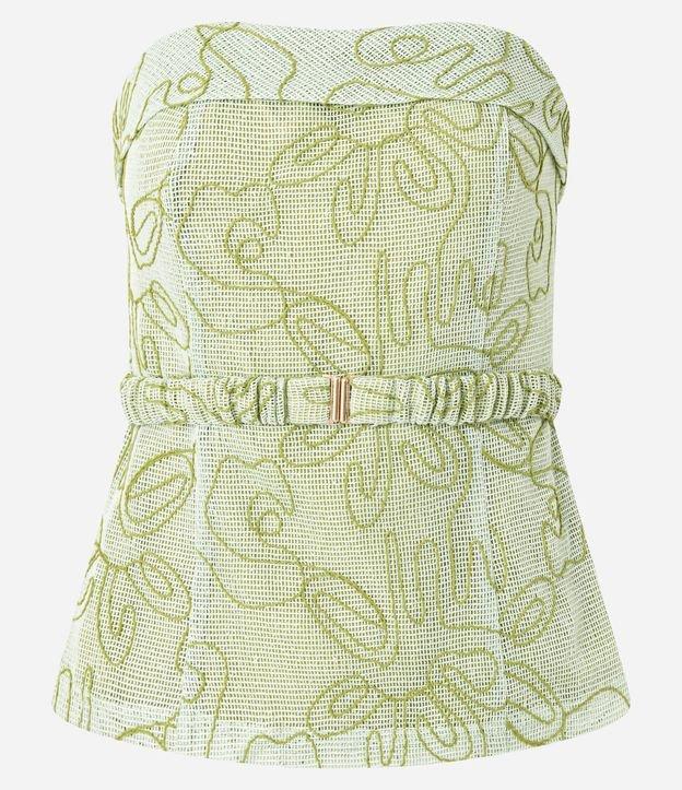 Blusa Sem Alça com Decote Virado e Bordado Bastrado - 1