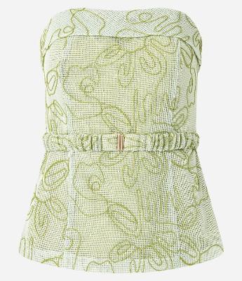 Blusa Sem Alça com Decote Virado e Bordado Bastrado