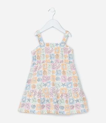 Vestido Infantil com Estampa Tropical - Tam 1 a 6 Anos