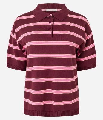 Blusa em Tricô com Gola Polo e Listars Horizontais