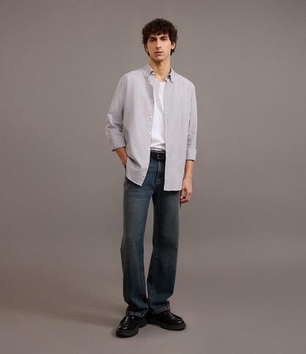 Camisa Regular em Oxford com Listras - 2