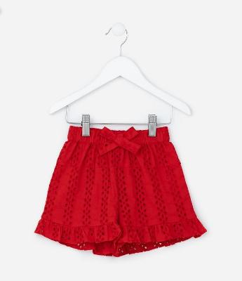 Short Infantil em Laise com Babado - Tam 1 a 6 Anos