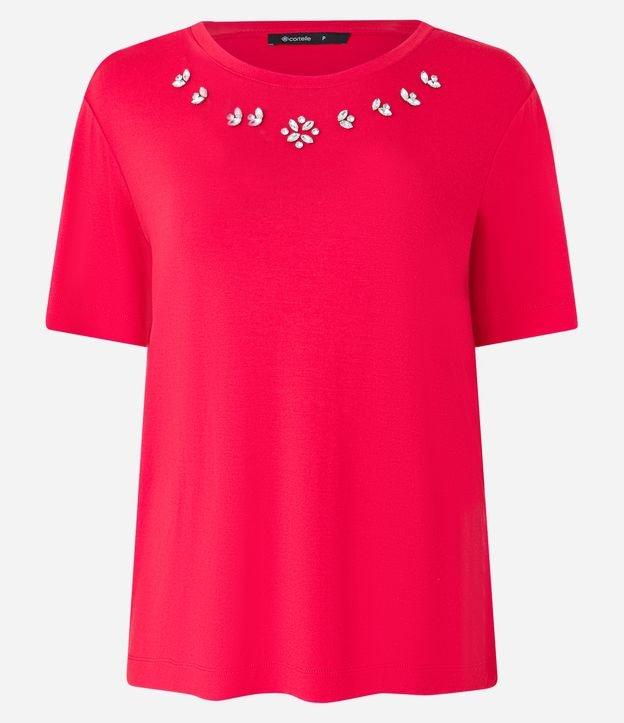 Camiseta T-shirt em Viscose com Aplicação de Strass - 1