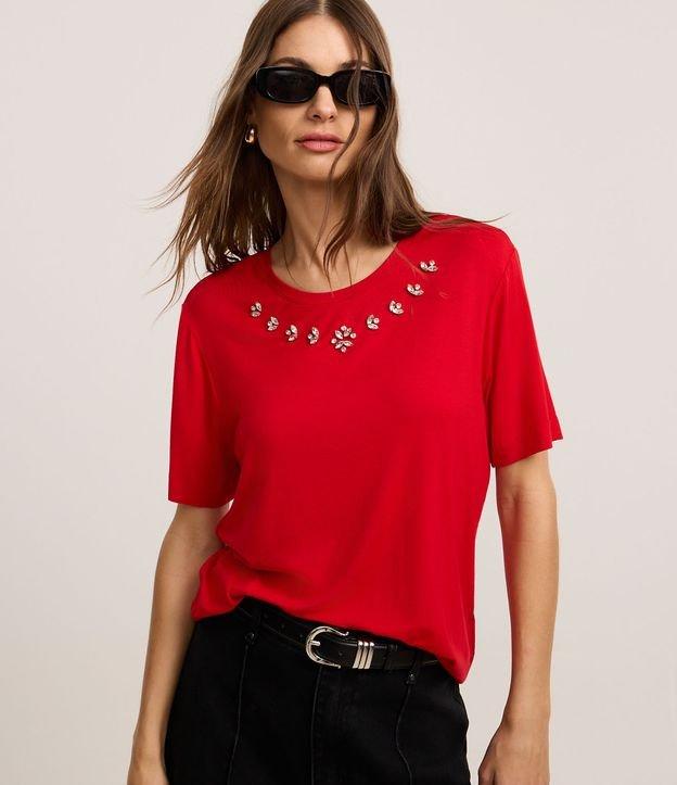 Camiseta T-shirt em Viscose com Aplicação de Strass - 2