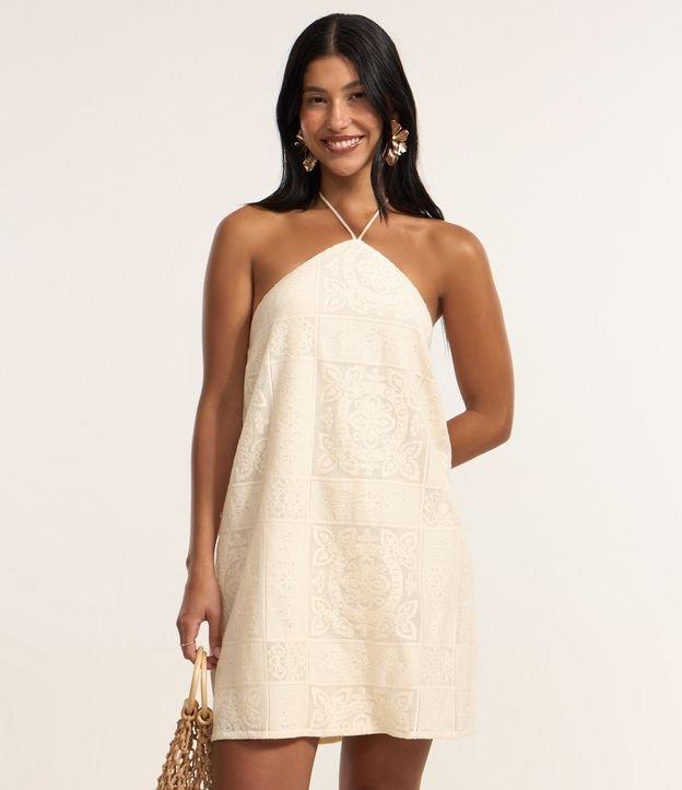 Vestido Frente Única com Amarração e Textura Floral - 2