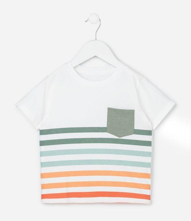 Camiseta Infantil com Bolsinho e Listras - Tam 1 a 6 Anos - 1