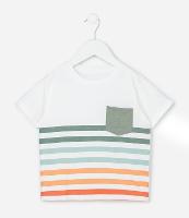 Camiseta Infantil com Bolsinho e Listras - Tam 1 a 6 Anos - 1