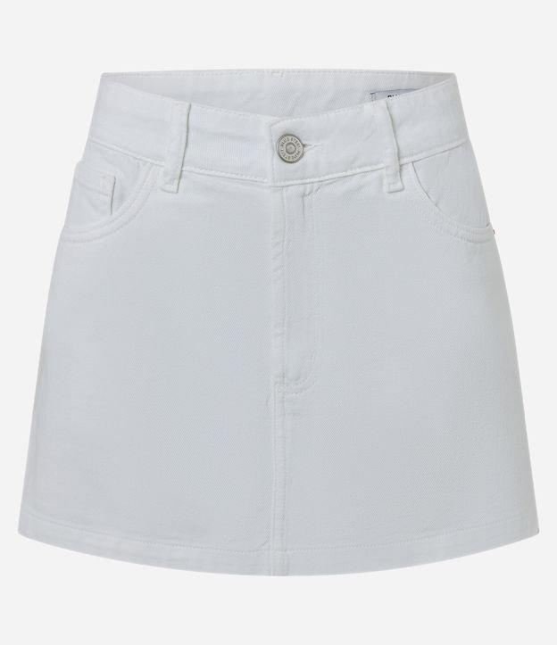 Minissaia em Sarja com Cintura Média e Bolsos - 1