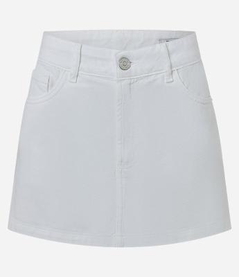 Minissaia em Sarja com Cintura Média e Bolsos