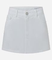 Minissaia em Sarja com Cintura Média e Bolsos - 1