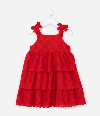 Vestido Infantil em Laise Texturizado - Tam 1 a 6 Anos