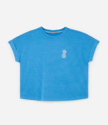 Blusa em Algodão com Bordado de Abacaxi e Manga Dobrada Curve & Plus Size