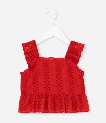 Blusa Infantil em Laise com Babadinhos - Tam 1 a 6 Anos