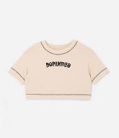 Camiseta Overcropped Esportiva com Estampa Dopamined Curve & Plus Size - 1