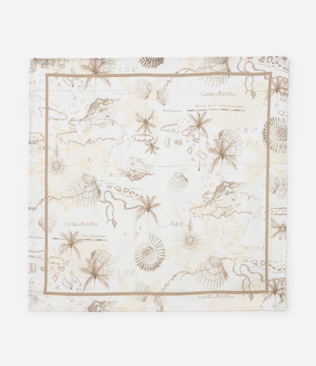 Lenço em Cetim com Estampa Praiana - 1