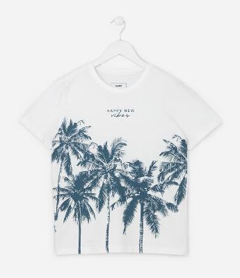 Camiseta Infantil com Estampa Coqueiros - Tam 5 a 14 Anos