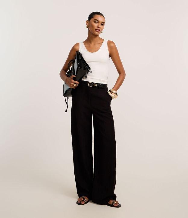 Calça Pantalona Alfaiatada com Cintura Alta - 3