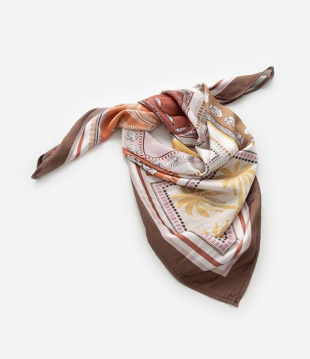 Lenço Quadrado em Cetim com Estampa Solaris - 1