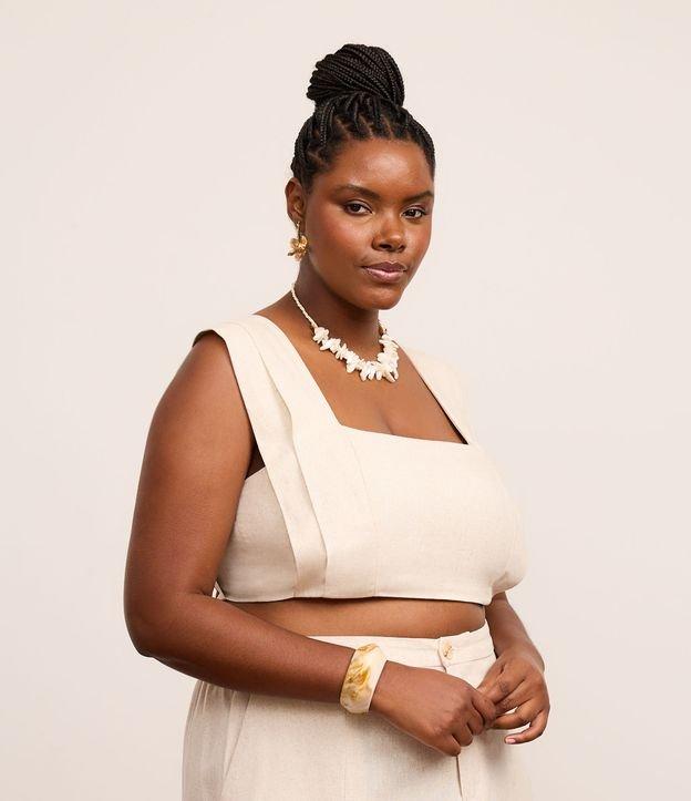 Blusa Cropped em Viscolinho com Lastex nas Costas Curve & Plus Size - 1