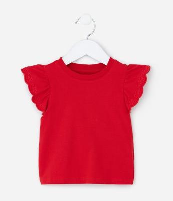 Camiseta Infantil com Babadinho nas Mangas - Tam 1 a 6 Anos