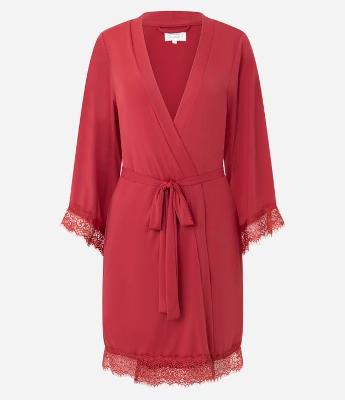 Robe em Microfibra com Detalhes de Renda