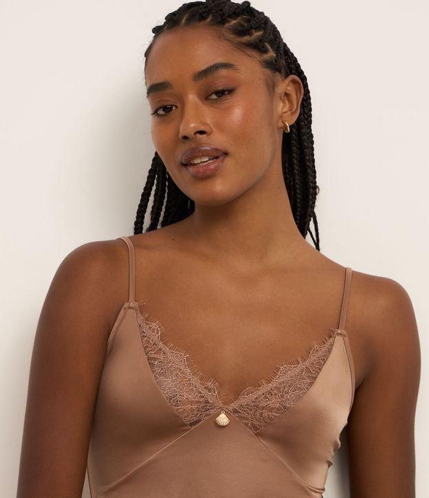 Camisola em Microfibra Acetinada com Detalhe de Renda - 2