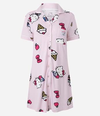 Camisola Americana Curta com Estampa da Hello Kitty e Bolsinho