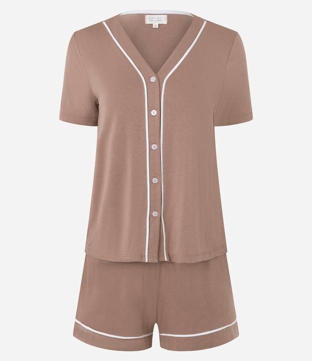Pijama Short Doll em Viscose com Viés Contrastante - 1