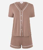 Pijama Short Doll em Viscose com Viés Contrastante - 1