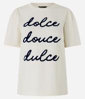 Camiseta em Algodão com Estampa Dolce e Manga Pregadinha - 1
