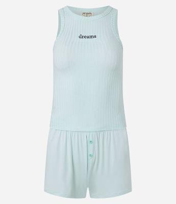 Pijama Short Doll em Ribana com Bordado Dreams