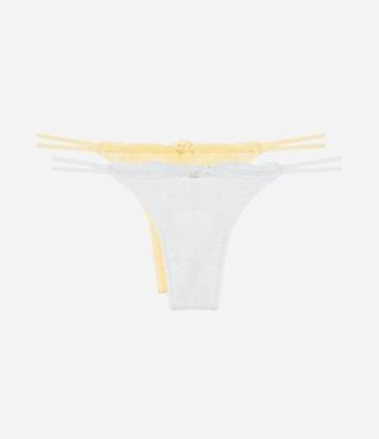 Kit 02 Calcinhas String Fio em Renda Floral