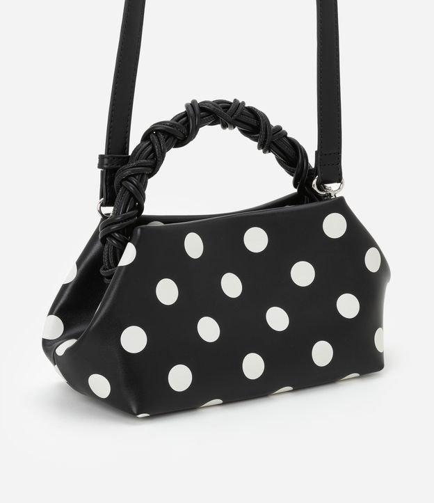 Bolsa de Mão em PU com Alça Removível e Estampa Poá - 1