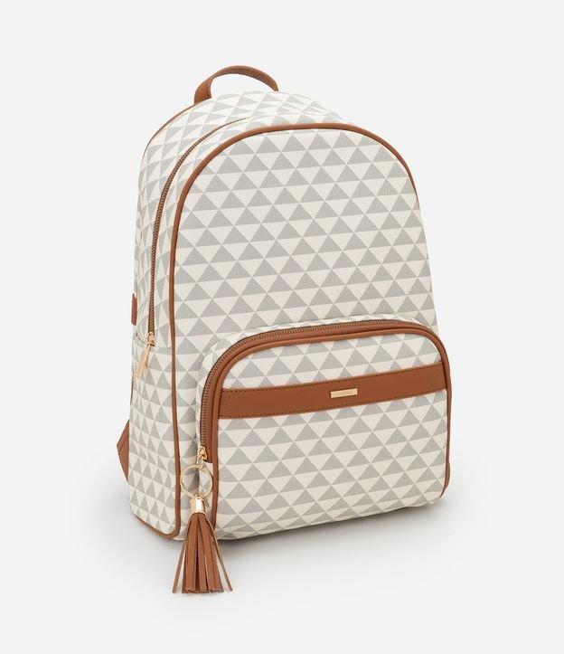 Mochila em PU com Estampa Triângulo e Bolso Frontal - 1