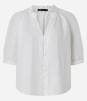 Camisa em Tricoline com Frufru na Gola Padre e Manga Bufante - 1