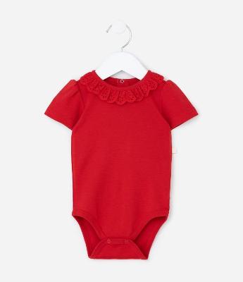 Body Infantil com Babado de Broderie - Tam 0 a 24 Meses