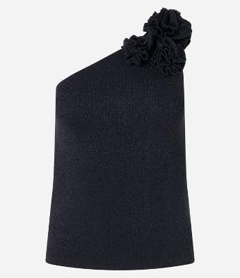 Blusa Ombro Só em Tricô com Flor no Ombro