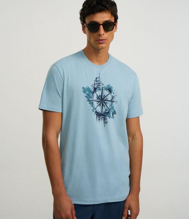 Camiseta em Algodão com Estampa Rosa dos Ventos em Aquarela - 1