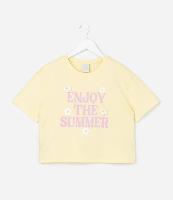 Camiseta Infantil Boxy com Flor em Crochê Enjoy The Summer - Tam 5 a 14 Anos - 1