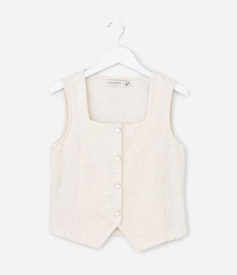 Blusa Infantil com Abotoamento de Corações Texturizada - Tam 5 a 14 Anos