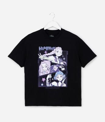 Camiseta Infantil Oversized com Estampa K Pop Demon Hunters - Tam 5 a 16 Anos