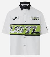 Camisa Oversized em Tricoline com Gola Contrastante  e Estampa Hustle - 1