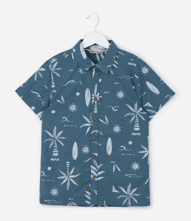 Camisa Infantil em Flanela com Estampa Tropical - Tam 5 a 14 Anos - 1