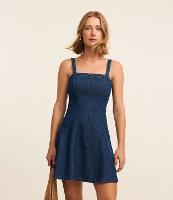 Vestido Curto em Jeans com Alças Médias - 1