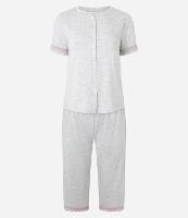 Pijama Capri em Viscolycra com Abotoamento Frontal e Detalhes de Rendinha - 1