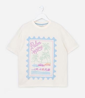 Camiseta Infantil com Estampa Palm Spring - Tam 5 a 14 anos