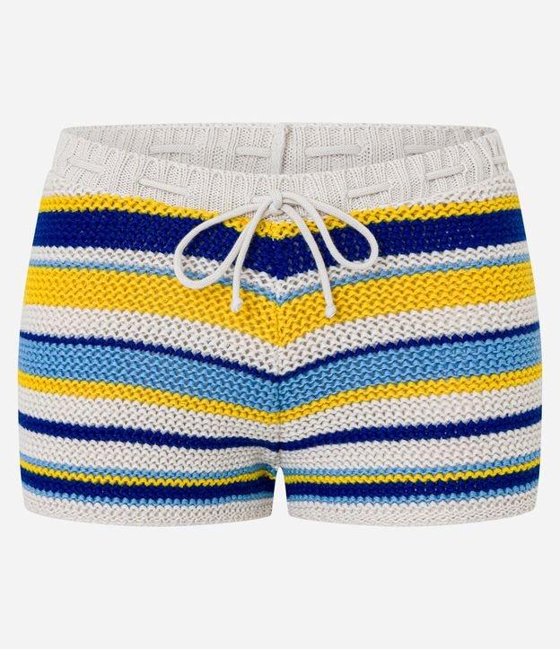 Saída de Praia Short em Crochê Listrado com Amarração - 1