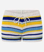 Saída de Praia Short em Crochê Listrado com Amarração - 1