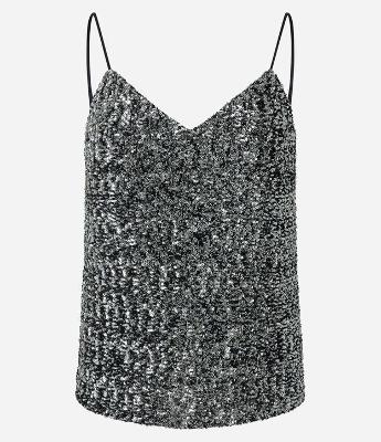 Blusa de Alça com Paetês Metalizados e Decote V